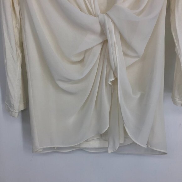 Reiss Ivory Tie twist Front Chiffon Layered 3/4 sleeve blouse size 0 - Picture 3 of 15